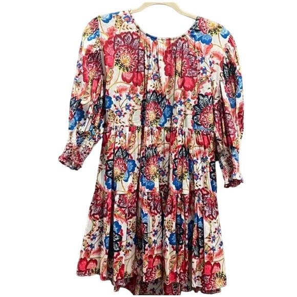 New MISA LA Honor Mini Dress Amalfi Botanical Floral Prairie Puff Sleeve Flowy - Picture 4 of 9